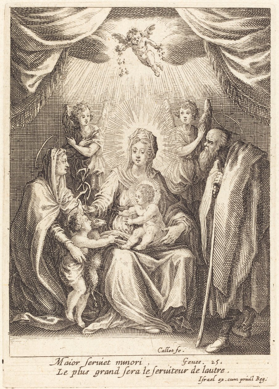 De Eerbetonen van de Heilige Johannes de Doper als Kind door Jacques Callot