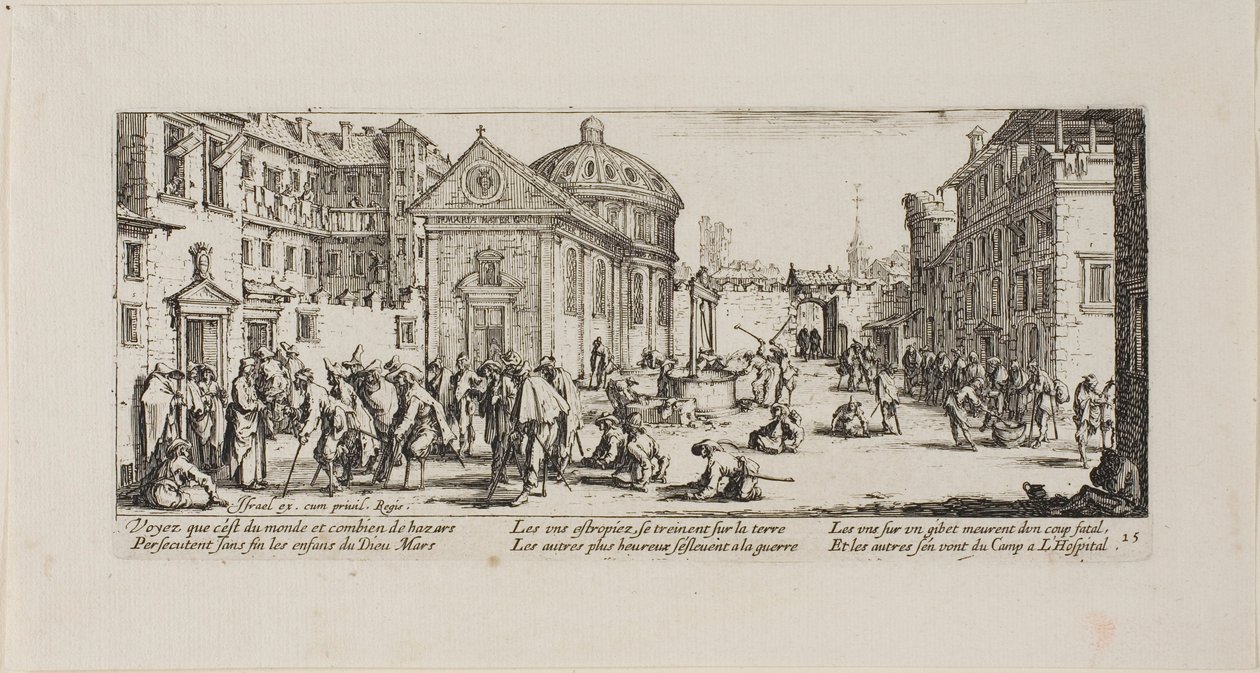 Het Ziekenhuis, plaat vijftien uit De Ellende van de Oorlog door Jacques Callot