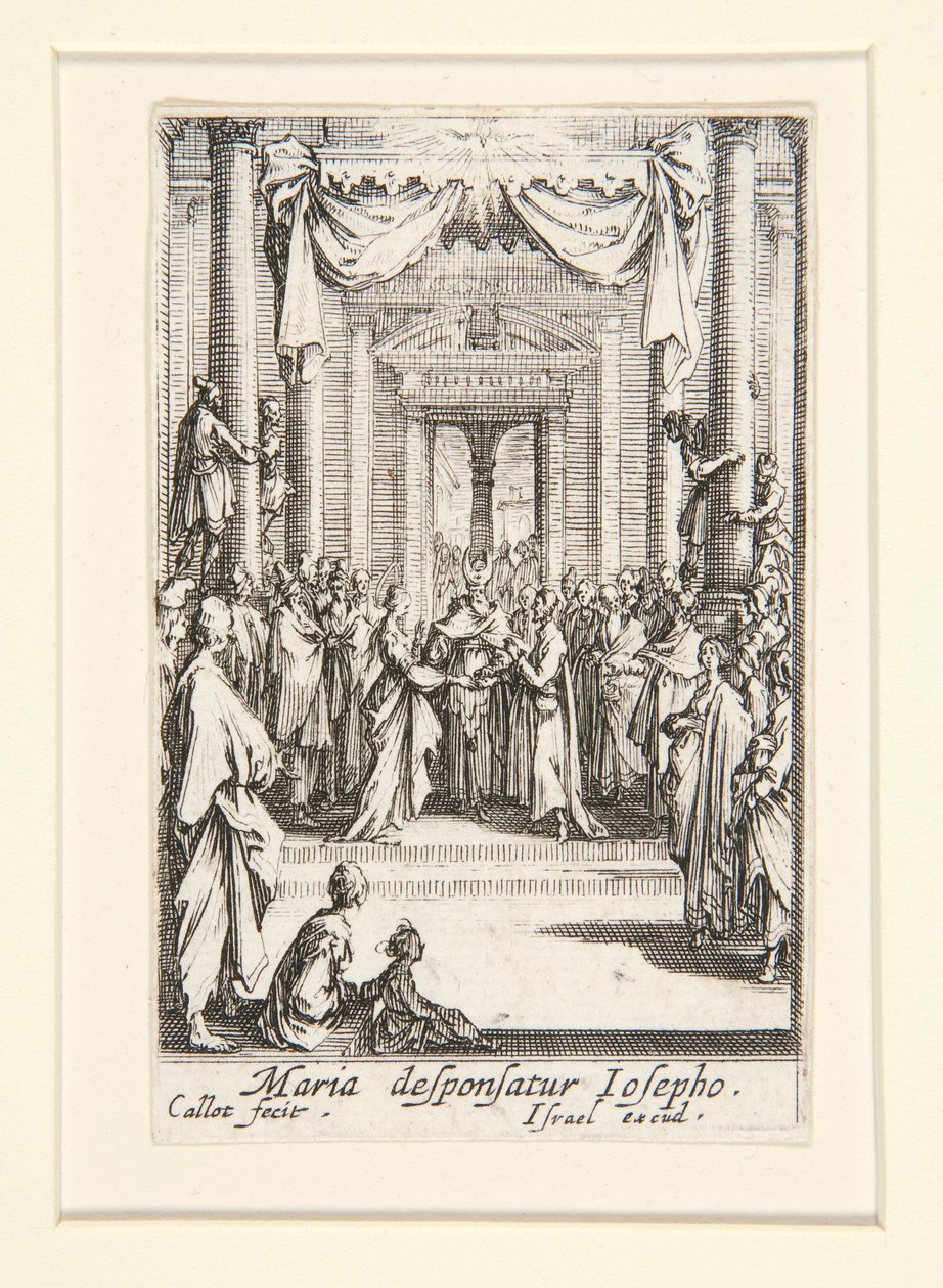 Het huwelijk van de Maagd, nr. 4 uit Het leven van de Maagd door Jacques Callot