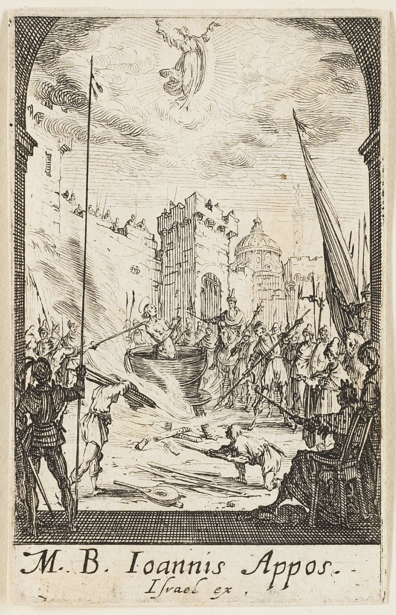 Het martelaarschap van Johannes de Evangelist, plaat vijf uit De Martelaars van de Apostelen door Jacques Callot