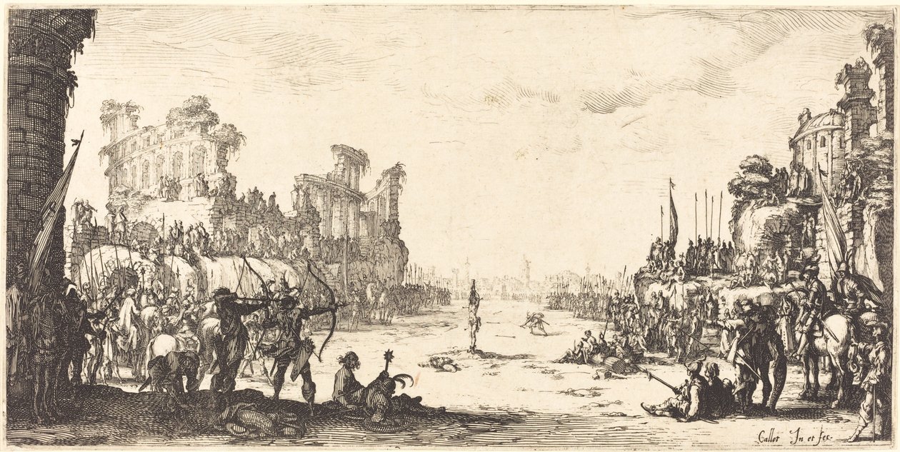 De beproeving door pijlen Sint Sebastiaan, ca. 1632-1633 door Jacques Callot