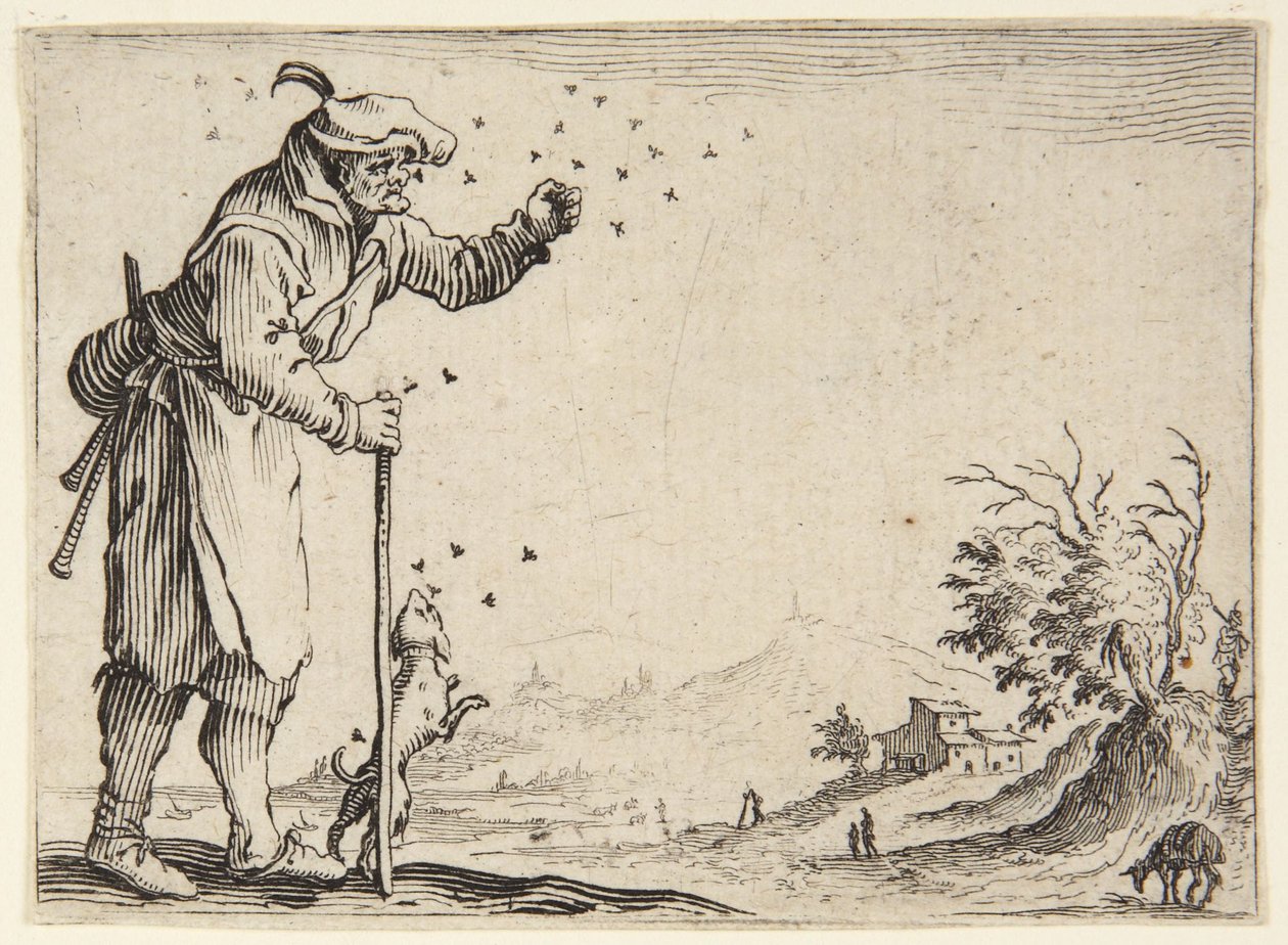 De boer die door bijen wordt aangevallen door Jacques Callot