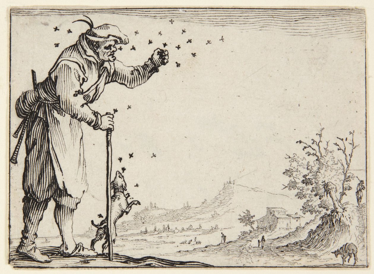 De boer die door bijen wordt aangevallen door Jacques Callot