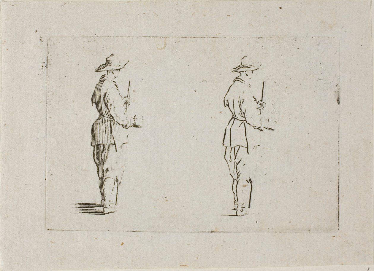 De boer met een beker, uit De Caprices door Jacques Callot
