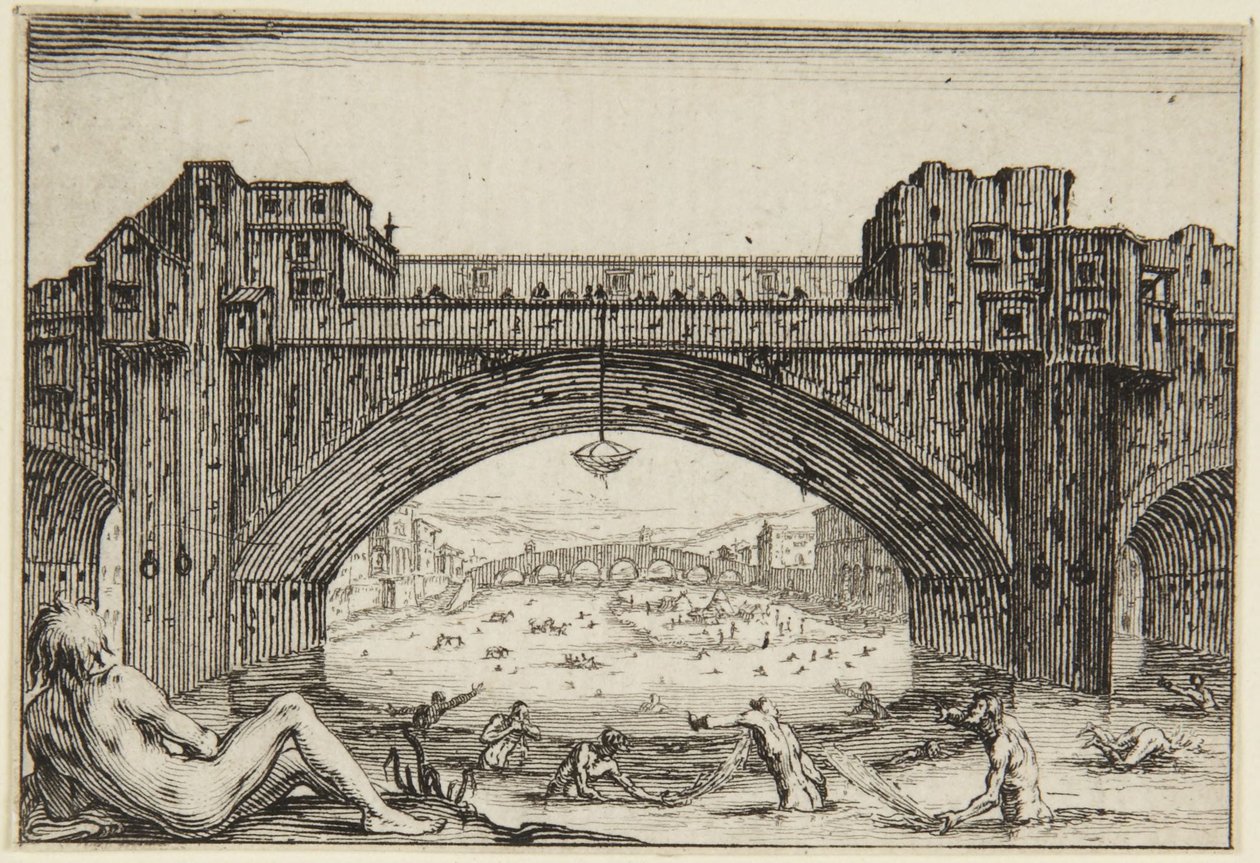 De Ponte Vecchio, Florence door Jacques Callot