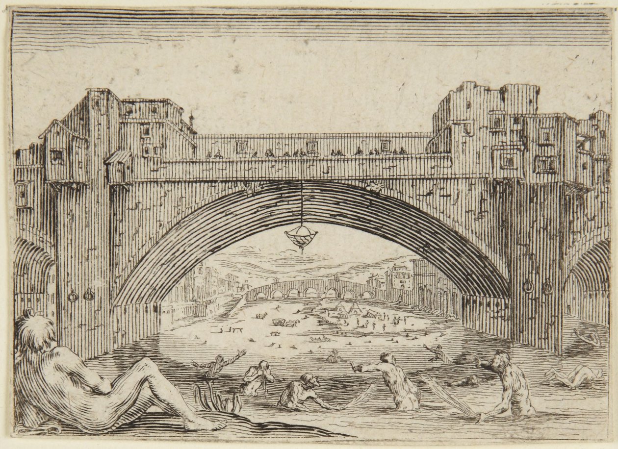 De Ponte Vecchio, Florence door Jacques Callot