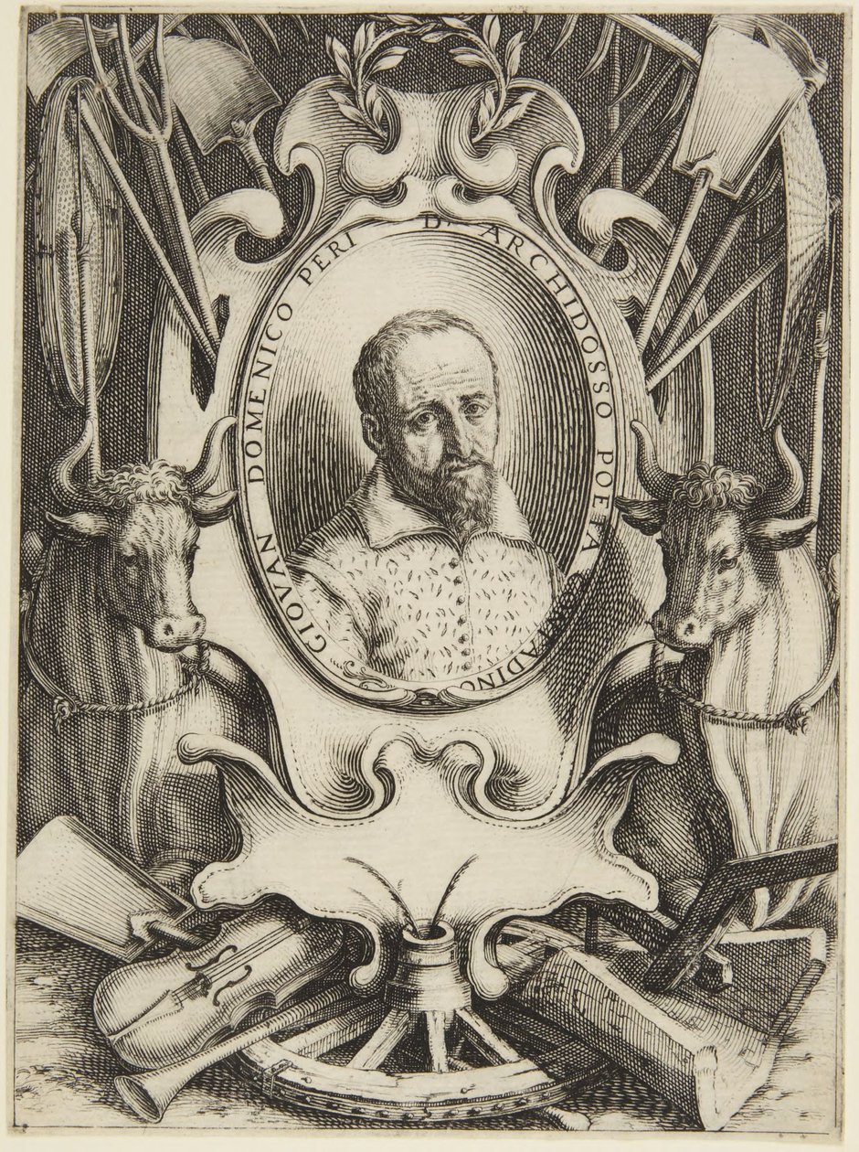Het portret van Giovanni Domenico Peri door Jacques Callot