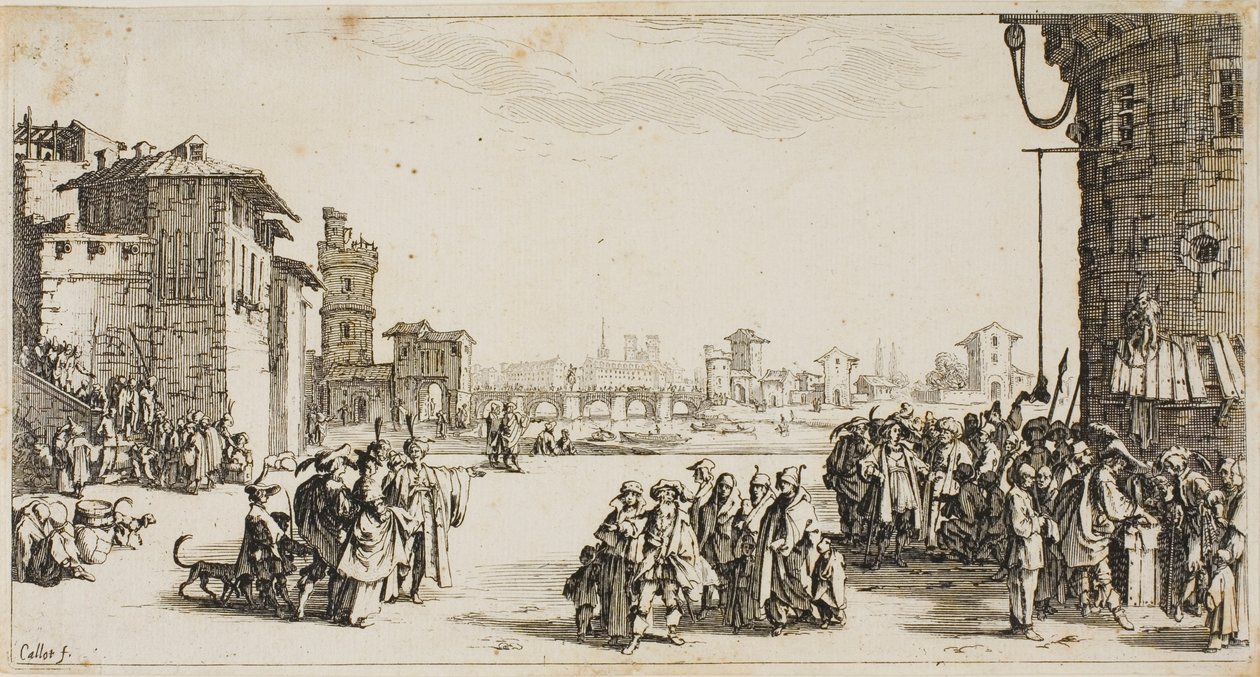 De slavenmarkt door Jacques Callot