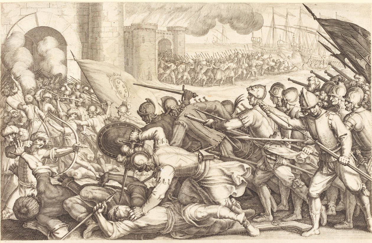 De Troepen Forceren de Poort van een Stad door Jacques Callot