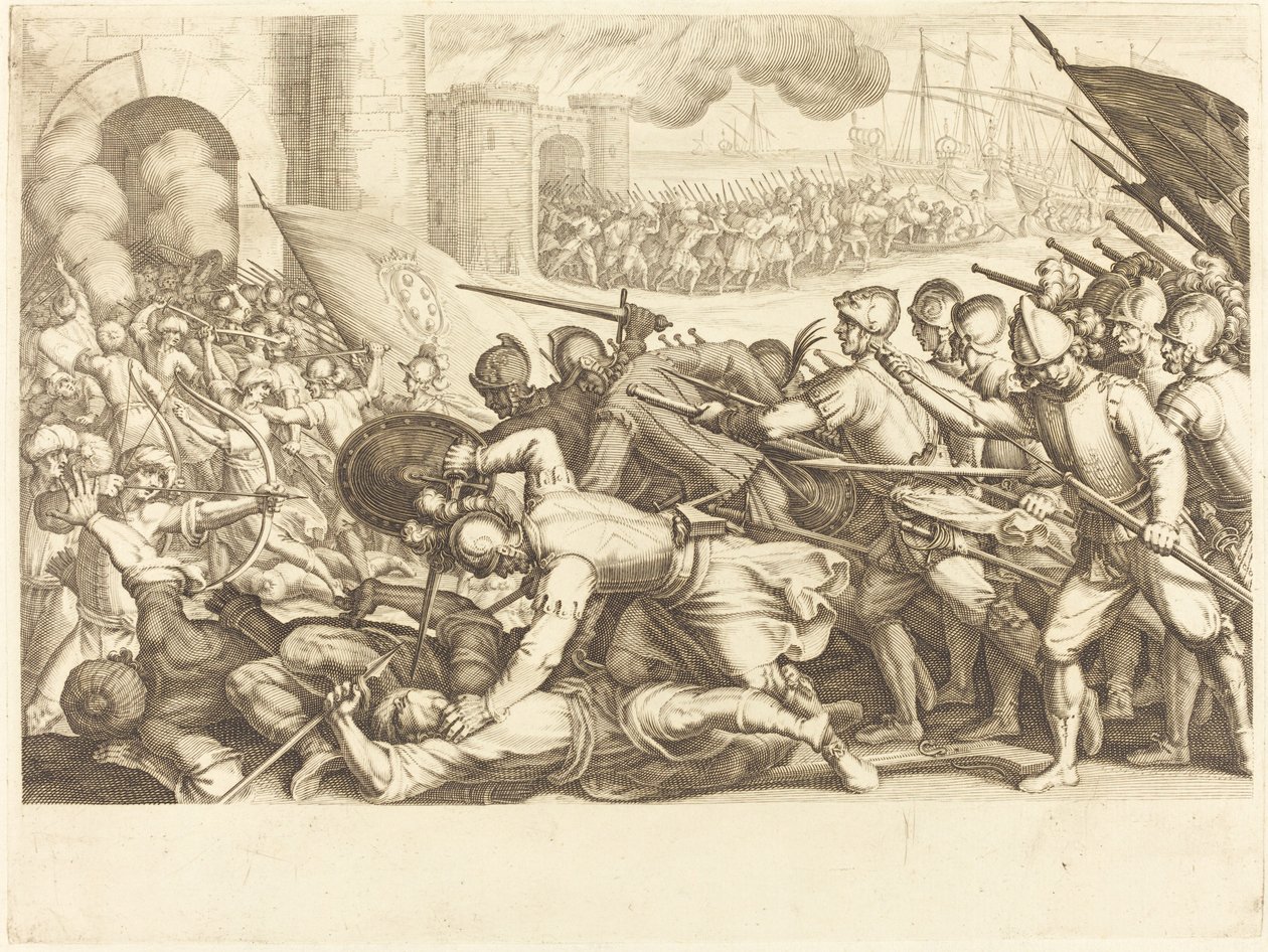De Troepen die de Poort van een Stad Forceren, ca. 1614 door Jacques Callot