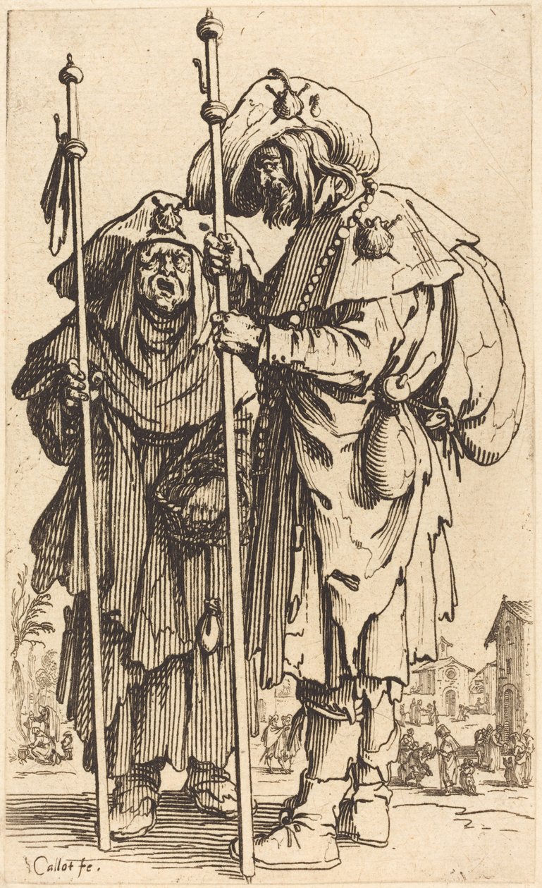 De Twee Pelgrims, ca. 1622 door Jacques Callot