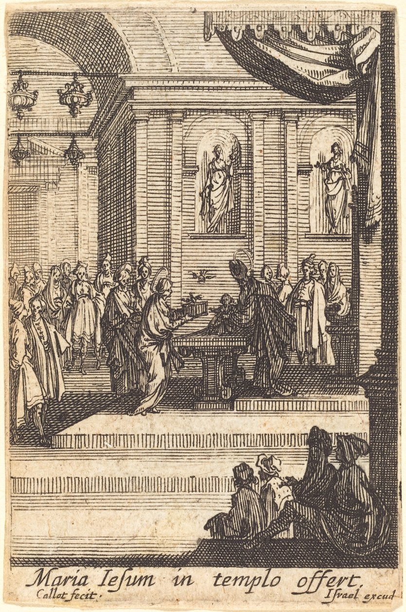 De Maagd Presenteert Jezus in de Tempel door Jacques Callot