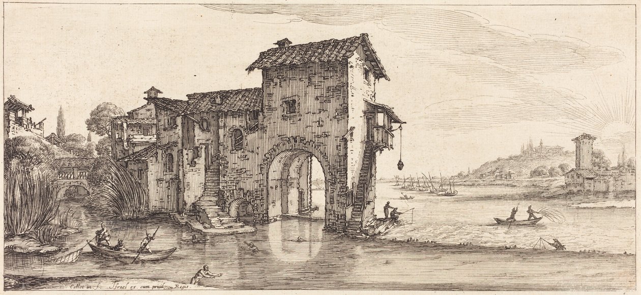 De watermolen door Jacques Callot