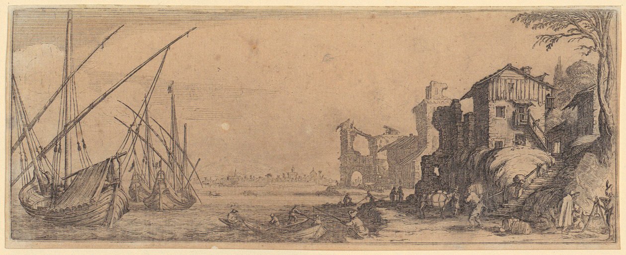 De dood van koningin Margarethe van Spanje, blad 18 uit de reeks „Requiem voor de koningin van Spanje“ door Jacques Callot
