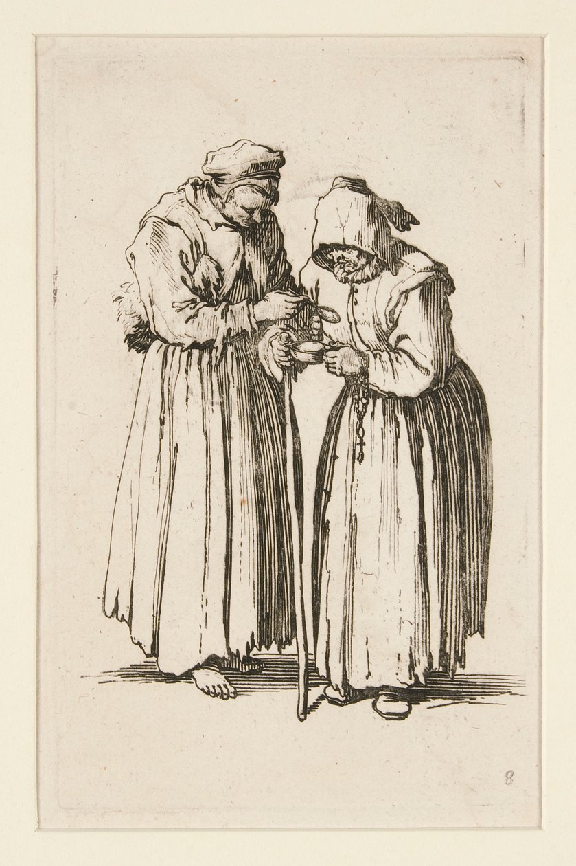 Twee bedelaressen, uit De Bedelaars door Jacques Callot