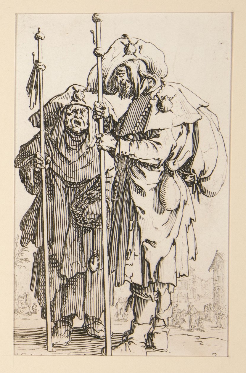 Twee pelgrims, uit De bedelaars door Jacques Callot