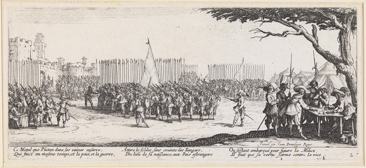 Vendels voor de stadsmuren door Jacques Callot