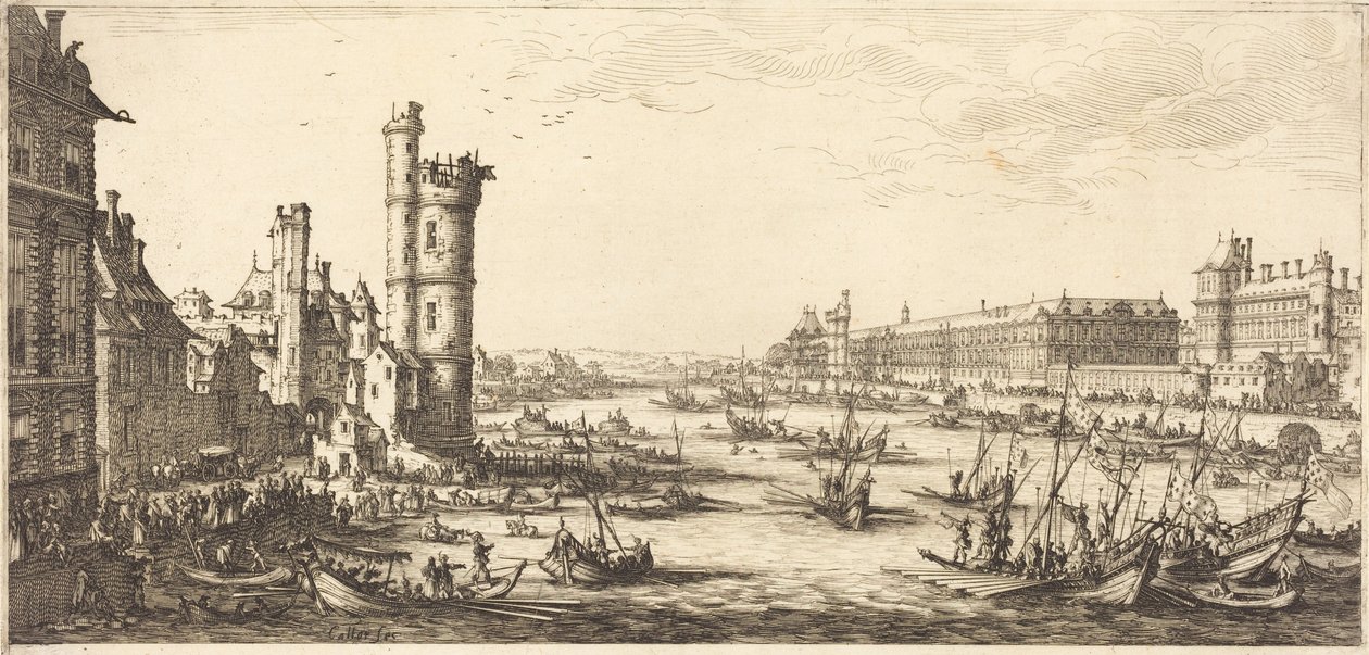 Gezicht op het Louvre door Jacques Callot