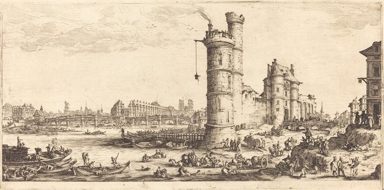 Uitzicht op de Pont Neuf door Jacques Callot