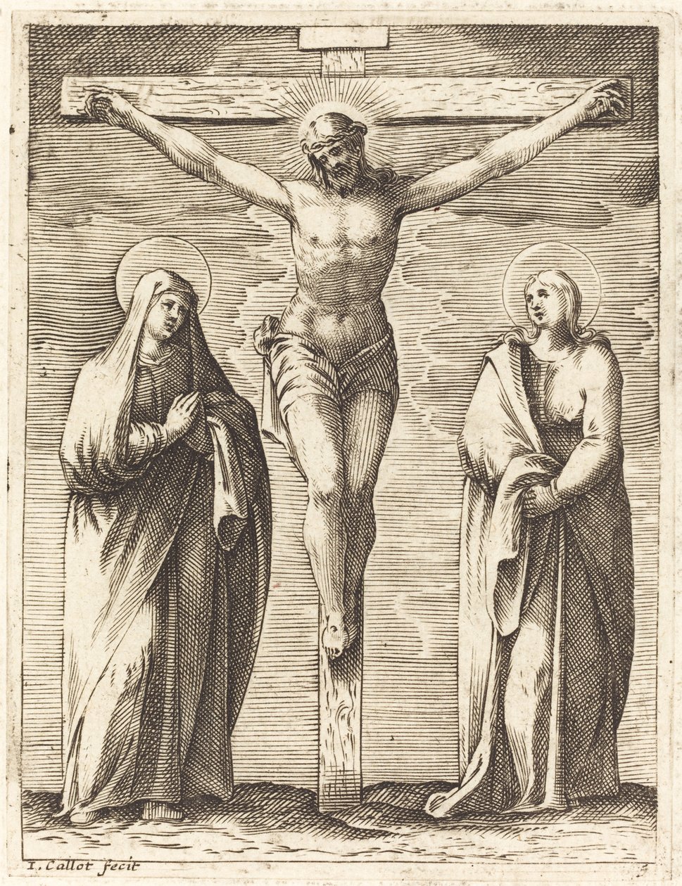Maagd en Sint Jan aan de voet van het kruis door Jacques Callot