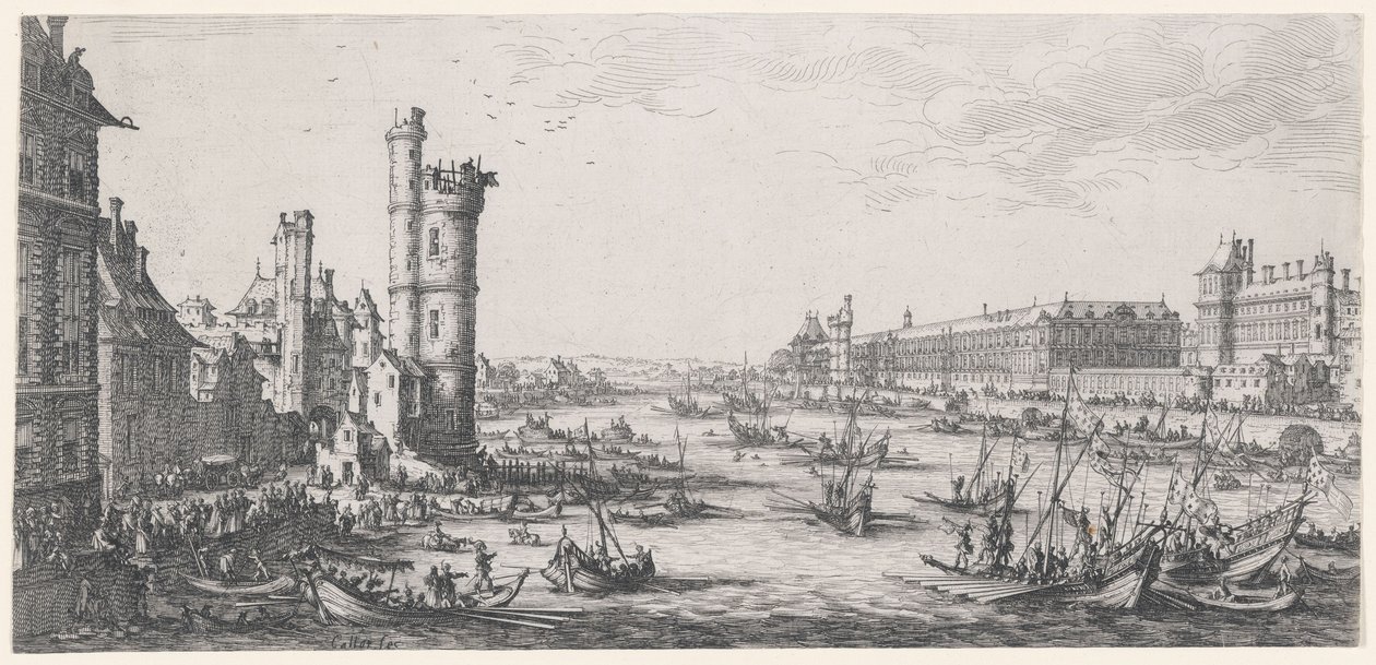 Uitzicht op het Louvre door Jacques Callot