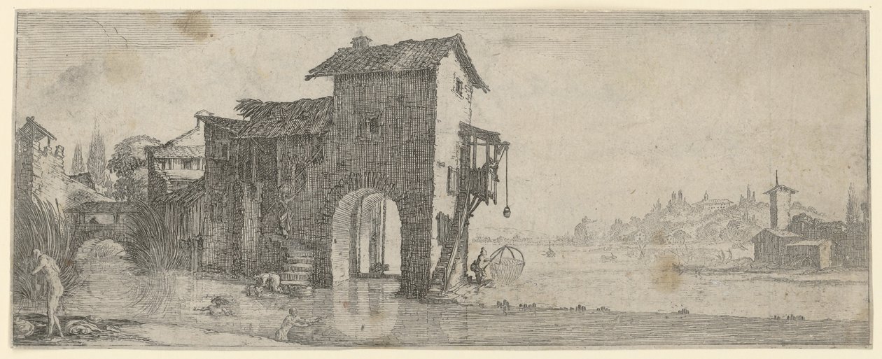 Watermolen door Jacques Callot