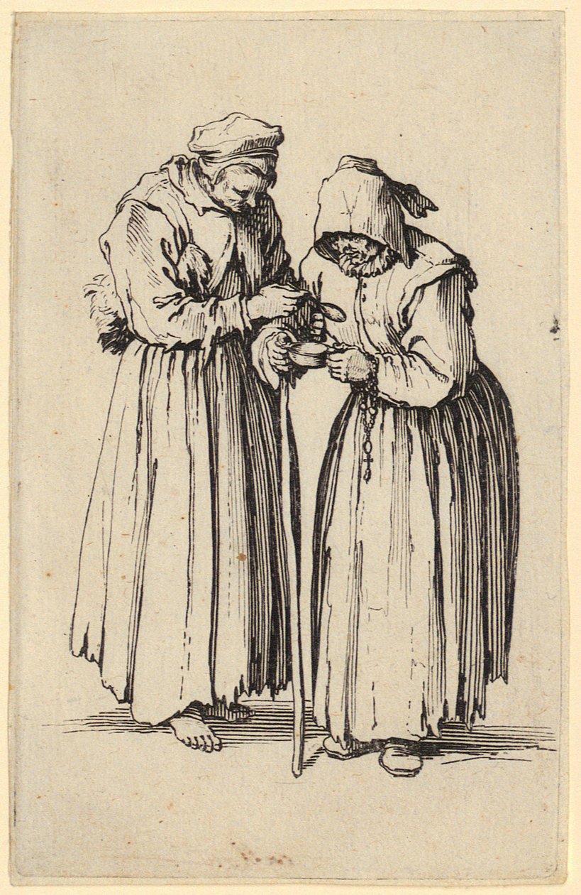Twee bedelaressen, blad 9 uit de reeks “De bedelaars” door Jacques Callot