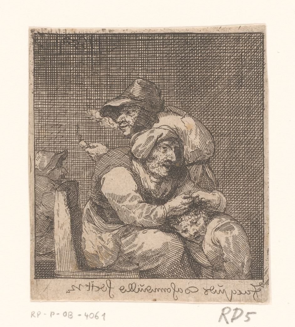 Ontluizing van een kind door een oude vrouw door Jacques Dassonville (attributed to)