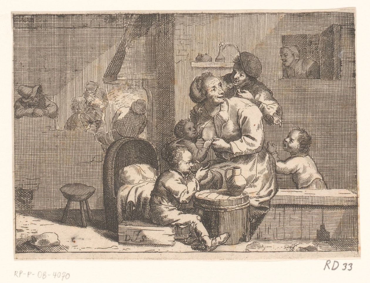 Huiselijk tafereel met kind aan de borst door Jacques Dassonville