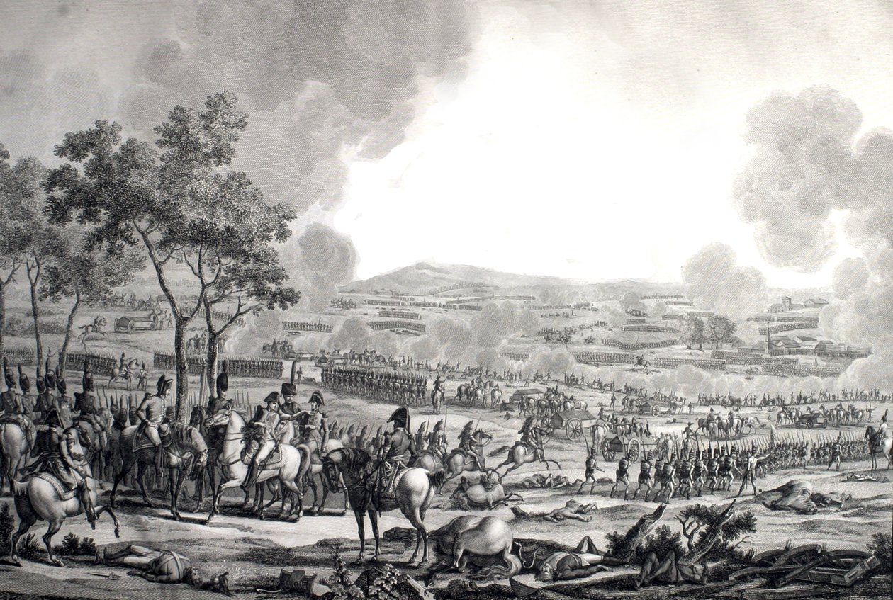 Slag bij Wagram, 17 juli door Jacques Francois Joseph (after) Swebach