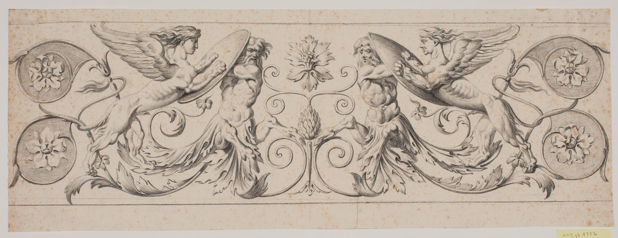 Decoratieve fries met centauren en sfinxen door Jacques Francois Joseph Saly