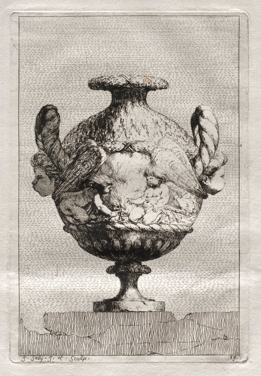 Suite van vazen: Plaat 19, 1746 door Jacques Francois Joseph Saly