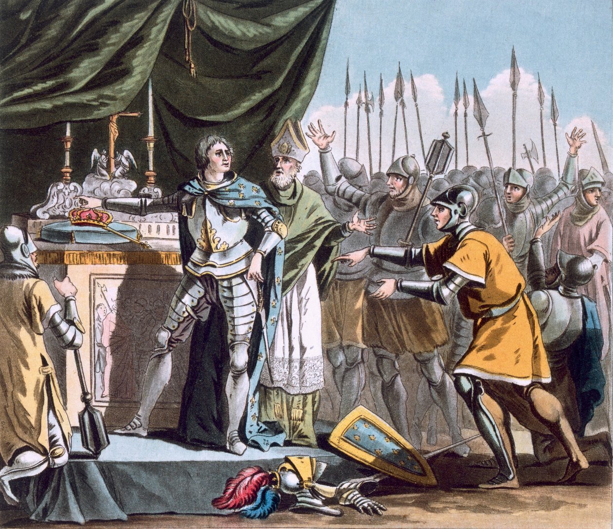 De Historische Dag van Bouvines in 1214, gegraveerd door Jean Baptiste Morret (fl. 1790-1820), 1790 door Jacques Francois Joseph Swebach