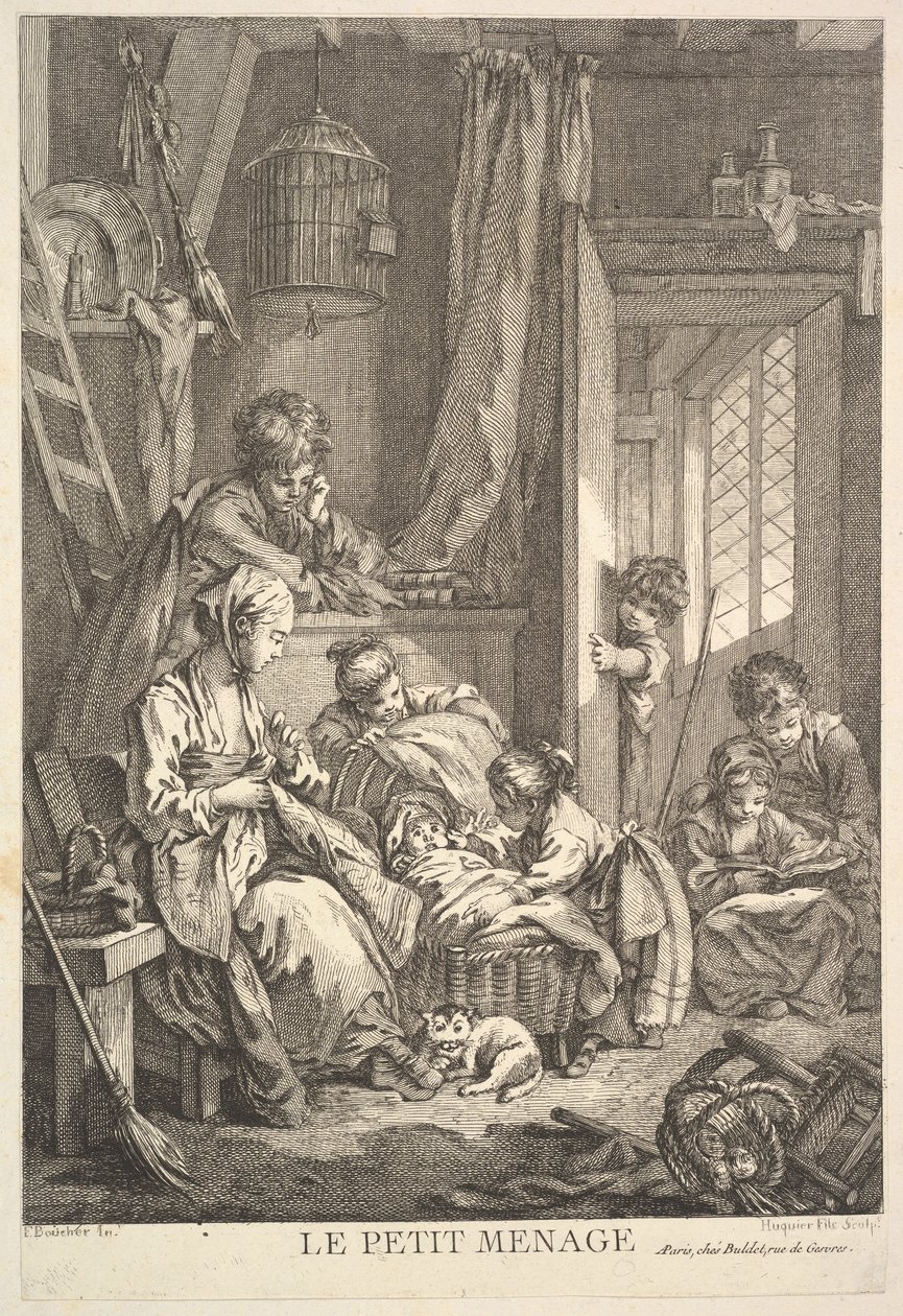 Het kleine huishouden, midden tot laat 18e eeuw door Jacques Gabriel Huquier