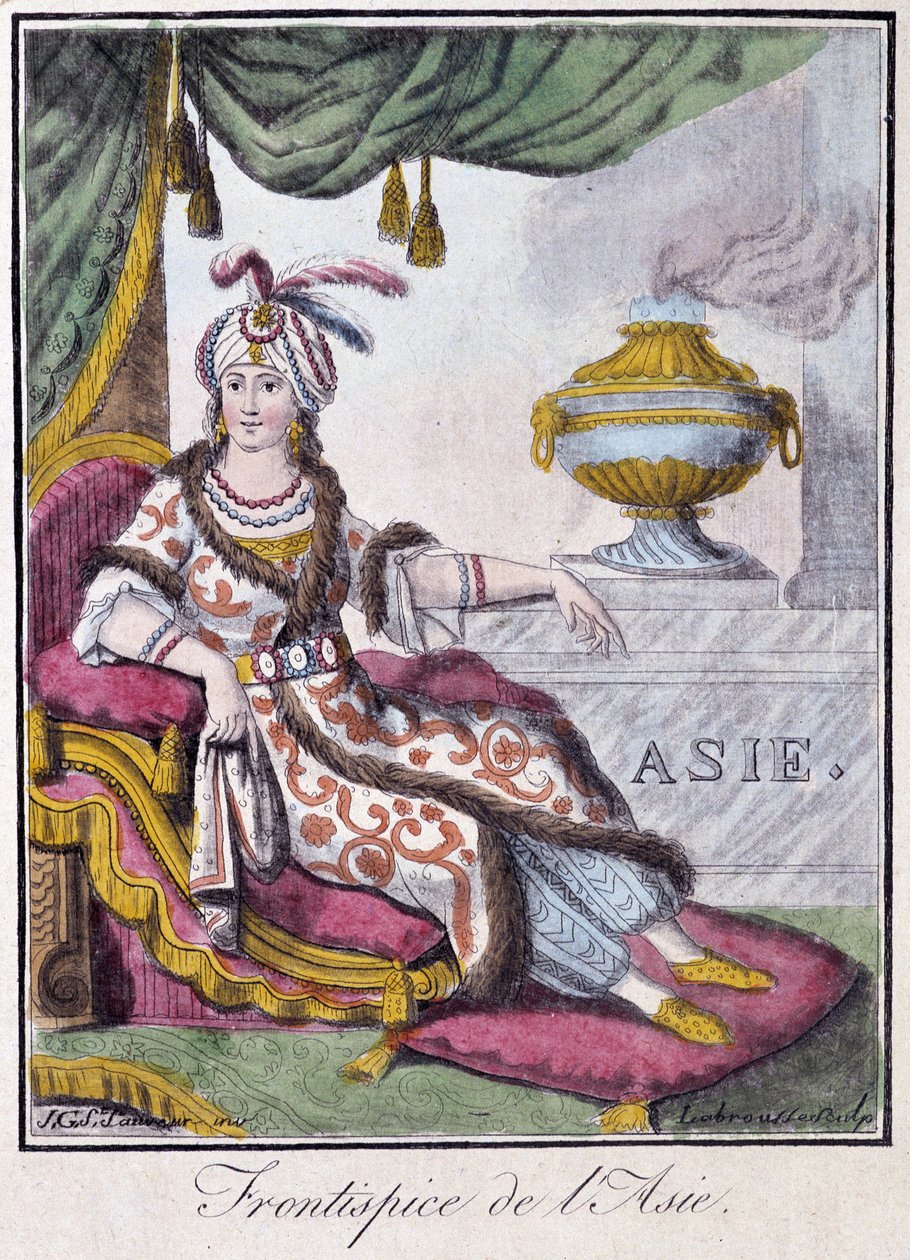 Frontispice van Azië - in "Encyclopedie van Reizen" door Grasset St Sauveur, ed. 1796 door Jacques Grasset de Saint Sauveur