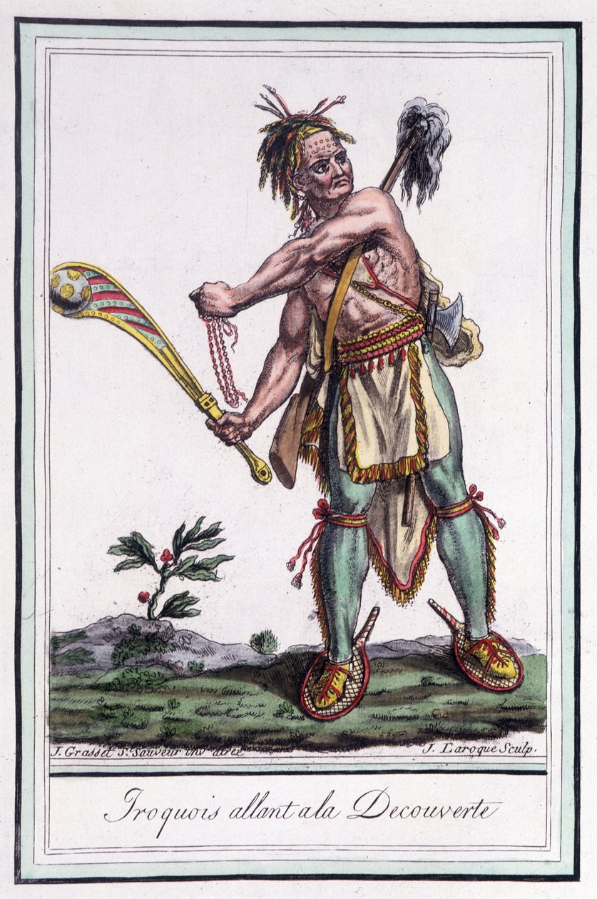 Iroquois "op ontdekking" - in "Encyclopedie van Reizen" door Grasset St Sauveur, Parijs door Jacques Grasset de Saint Sauveur
