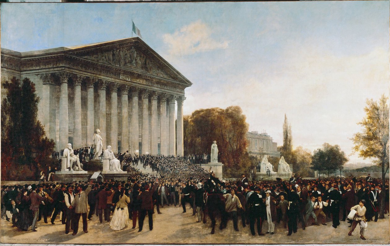 Palais Bourbon, zetel van het Corps Legislatif, na de laatste zitting ... (schilderij op doek) door Jacques Guiaud