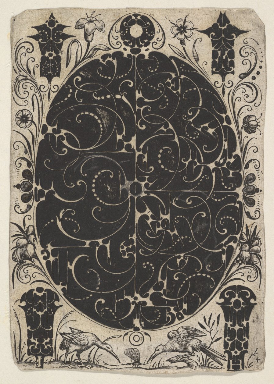 Ovale Kist Versierd met Schweifwerk in Twee Varianten, Omgeven door Kleinere Motieven, ca. 1614-19 door Jacques Hurtu
