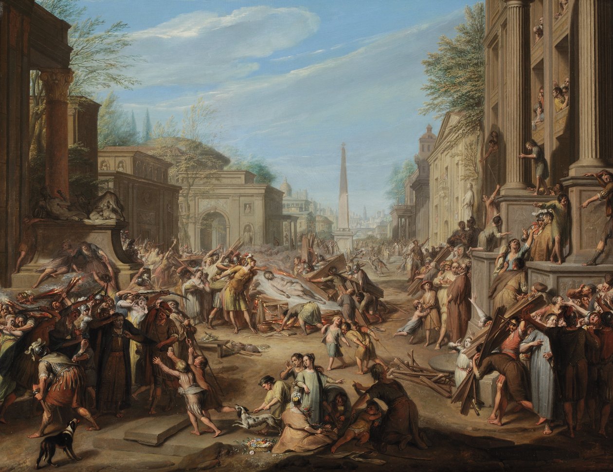 De Onrust in Rome na de Dood van Caesar door Jacques Ignatius de Roore