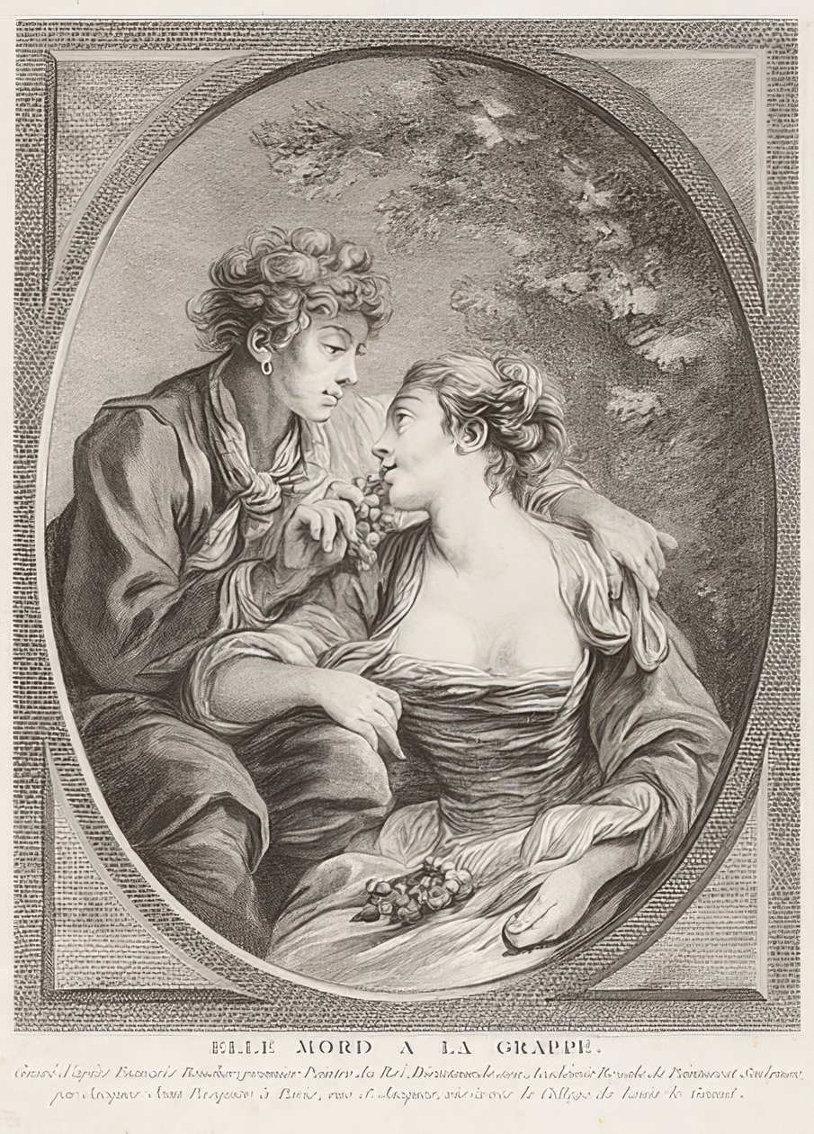 Elle mord à la grappe (Ze sterft aan de druif). 1768 door Jacques Jean Pasquier