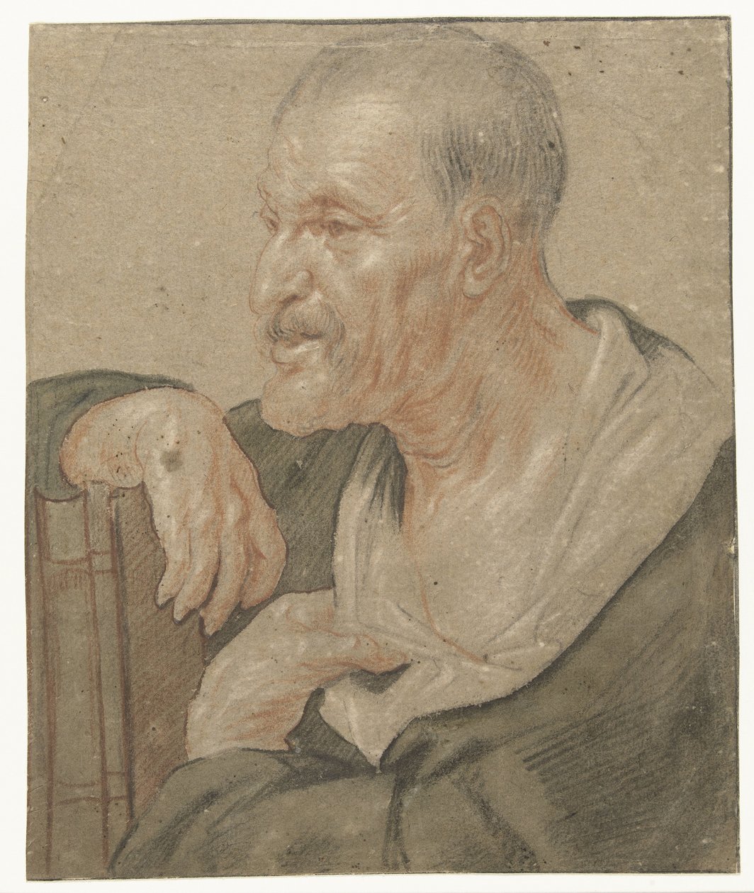 Schouderstuk van een evangelist, naar links door Jacques Jordaens