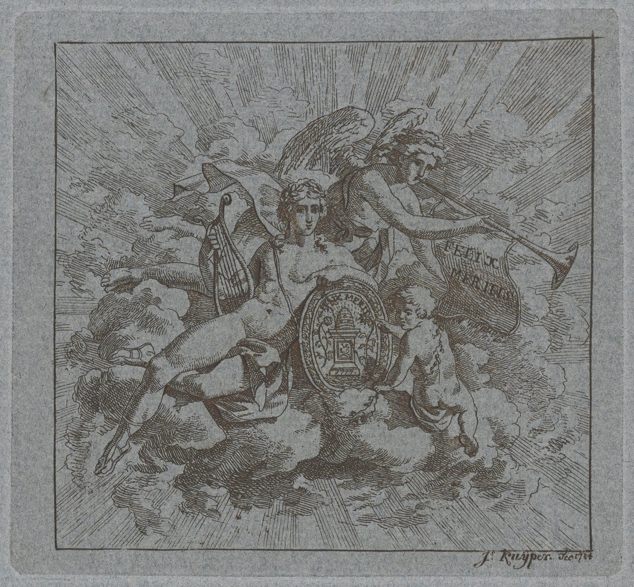 Allegorische compositie op Felix Meritis door Jacques Kuyper