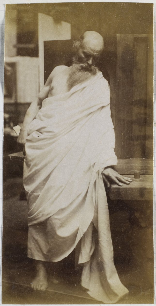 Studie van een mannelijk model, een oude man met baard en in wit doek gedrapeerd door Jacques Lalaing (attributed to)