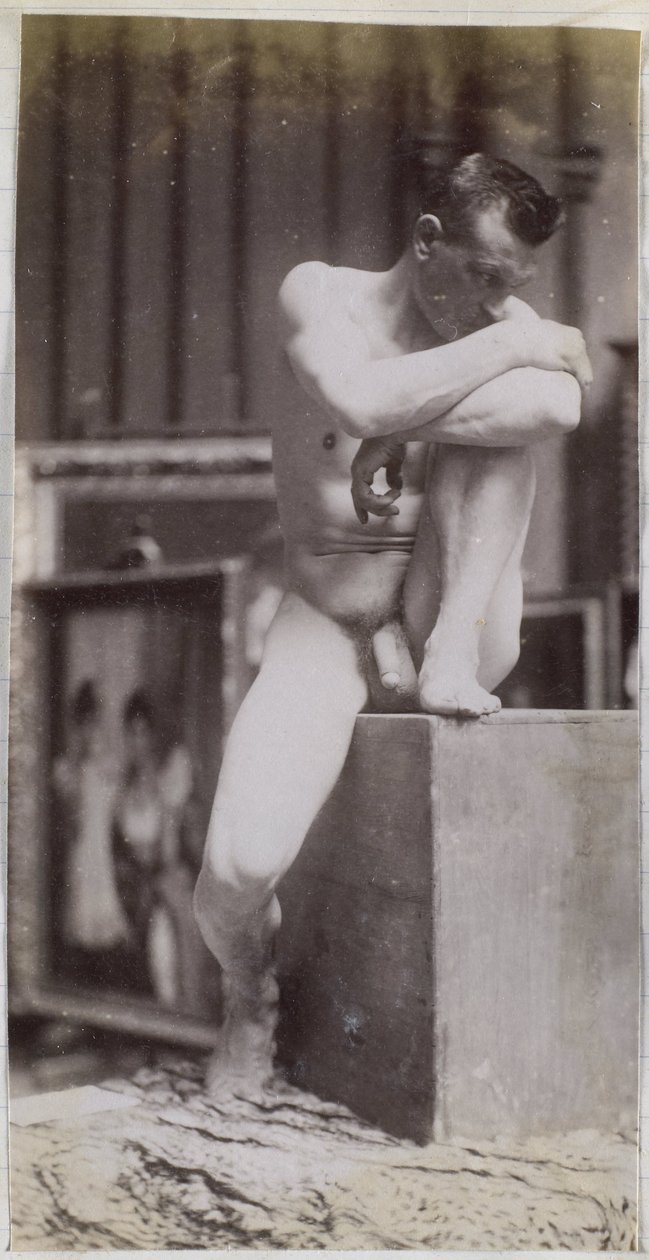 Studie van een zittend mannelijk naaktmodel door Jacques Lalaing (attributed to)