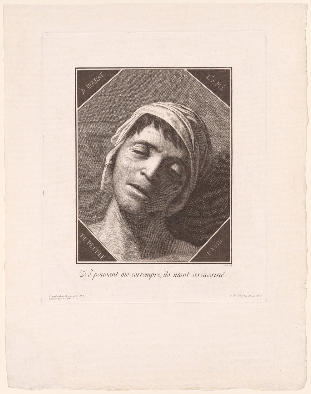 Marat, zoals hij was op het moment van zijn dood door Jacques Louis Copia