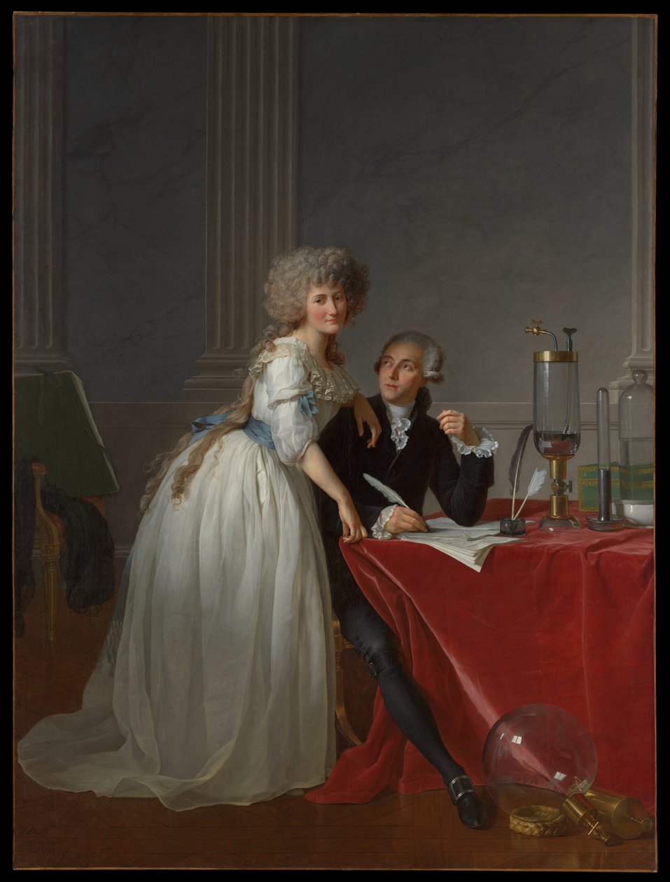 Antoine Laurent Lavoisier (1743-1794) en Marie Anne Lavoisier (Marie Anne Pierrette Paulze, 1758-1836) door Jacques Louis David