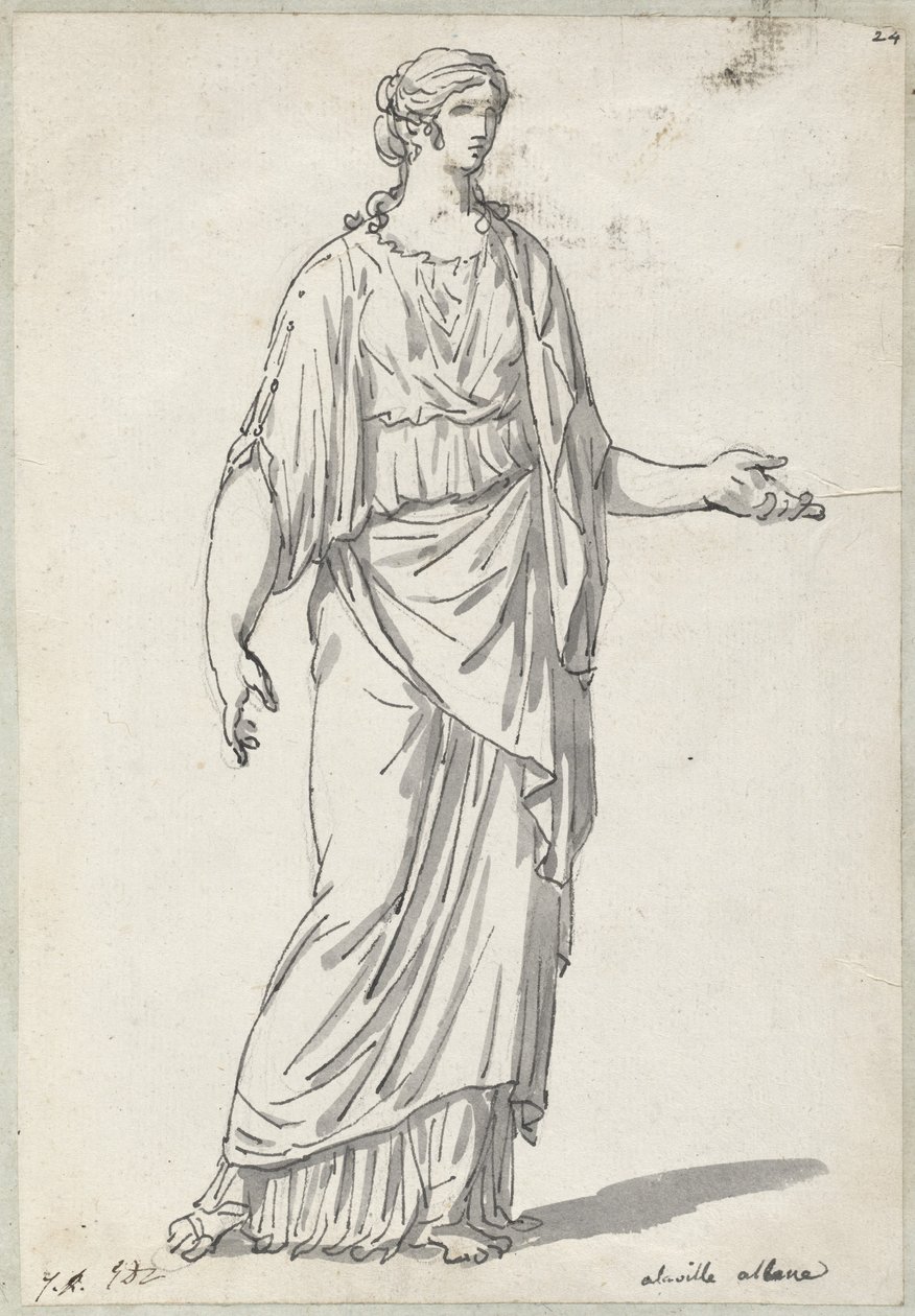 Klassieke Beeldhouwwerk van een Vrouw met een Uitgestrekte Arm door Jacques Louis David