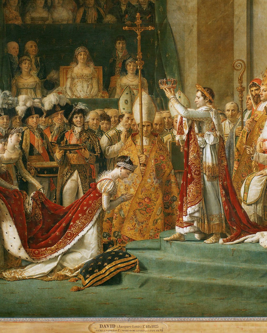 Kroning van Napoleon I, keizerin Josephine op haar knieën voor Napoleon ... door Jacques Louis David