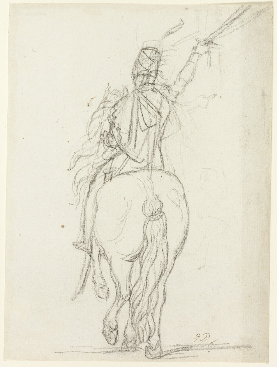 Bereden officier van achteren door Jacques Louis David