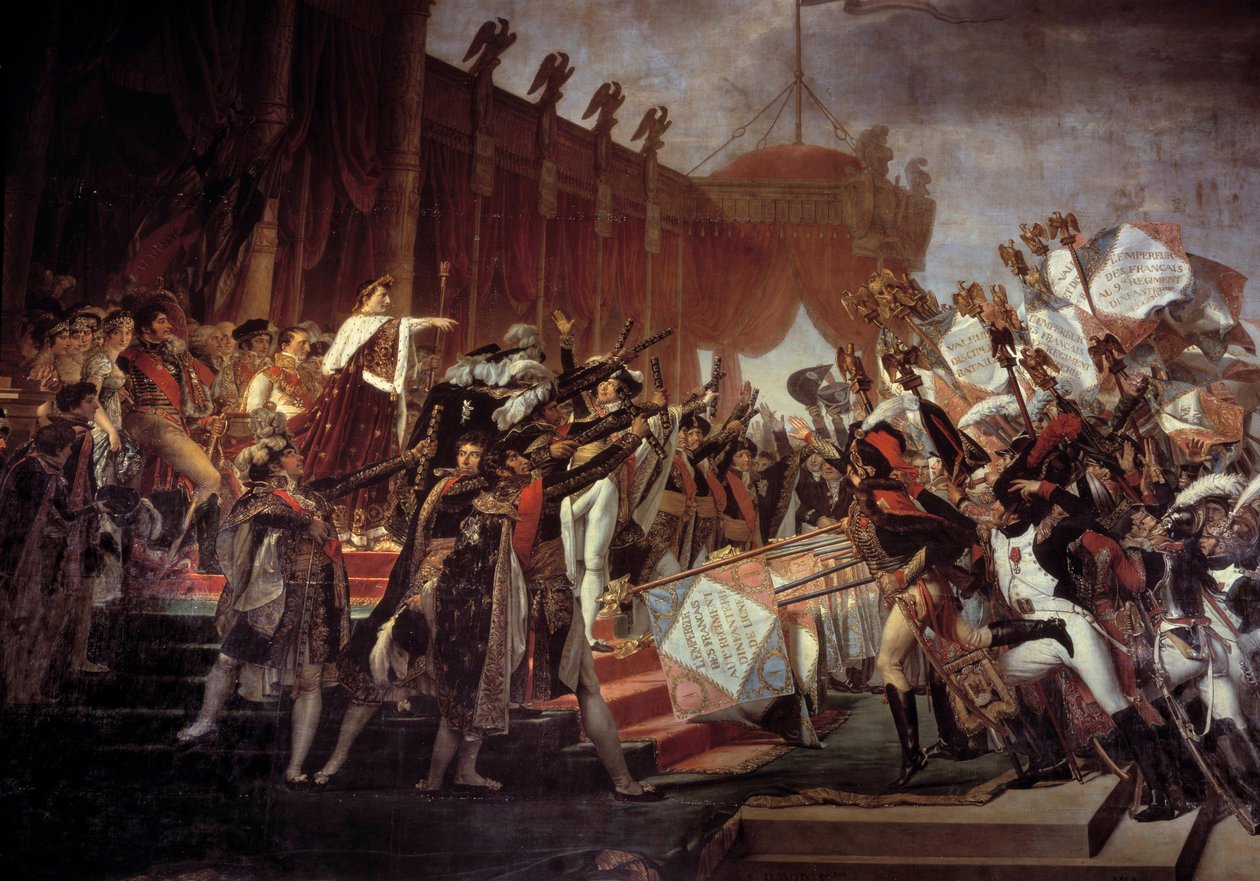 Eed van het leger aan Keizer Napoleon I na de verdeling van de adelaars op het Champ de Mars, 5/12/1804 (detail) door Jacques Louis David